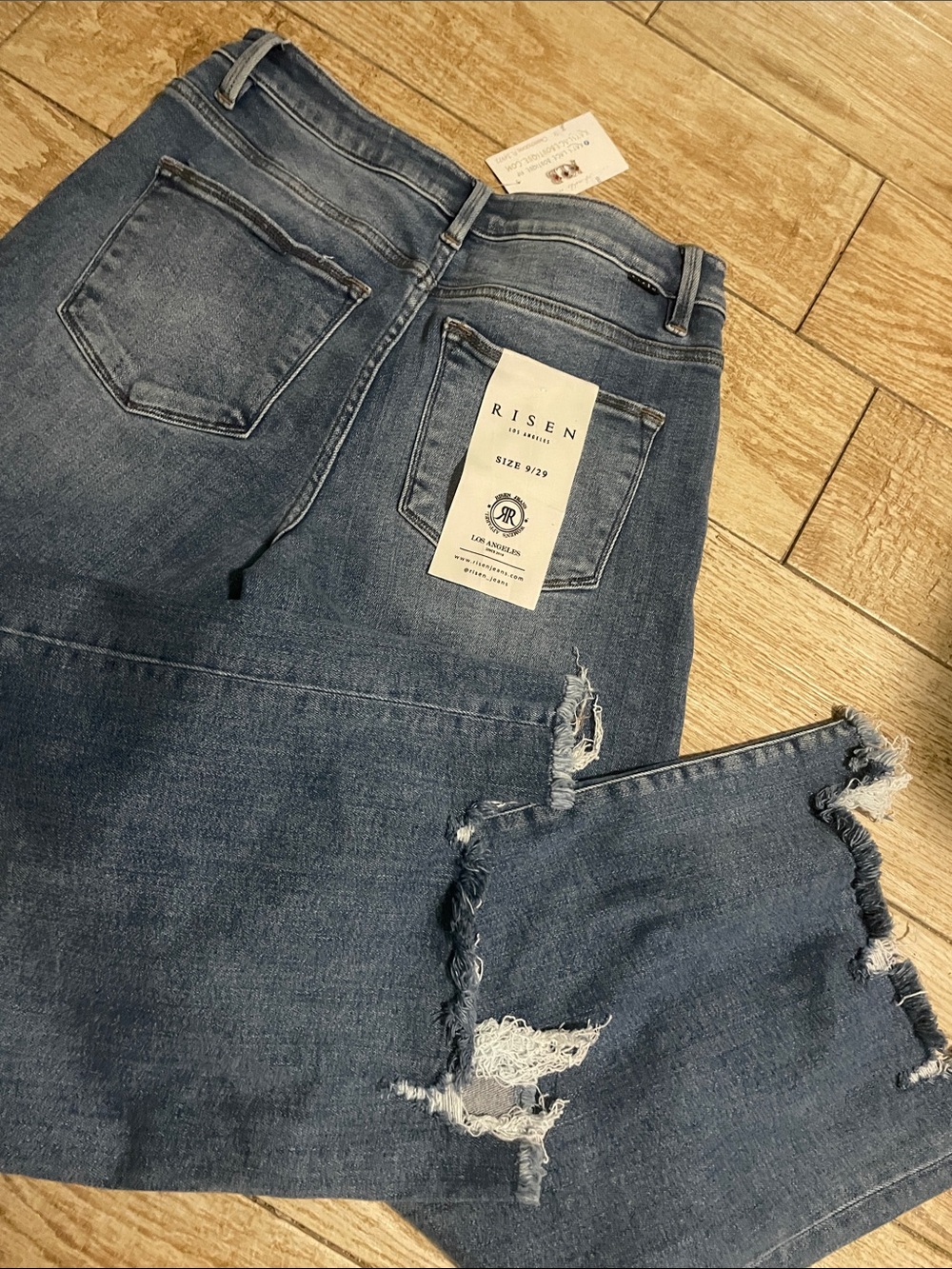 Risen High-Rise Wide Leg Jeans in Blue Wash - Picture 4 of 6
